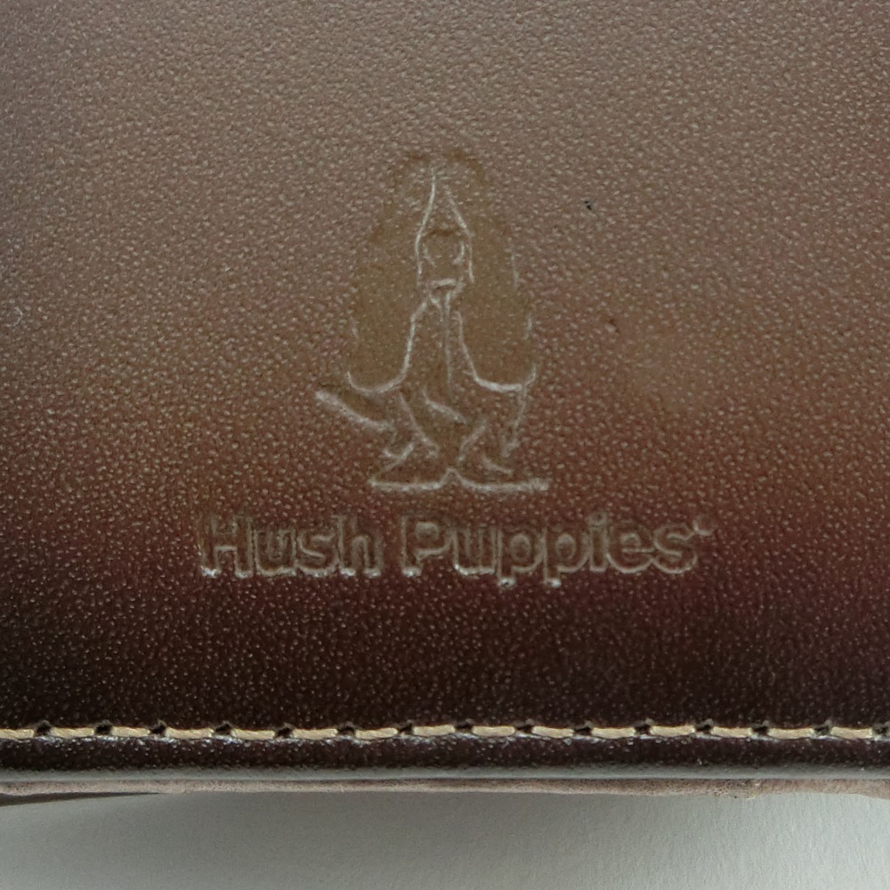 【Hush Puppies】ハッシュパピー 牛革 茶 メンズ 二つ折り財布【中古】