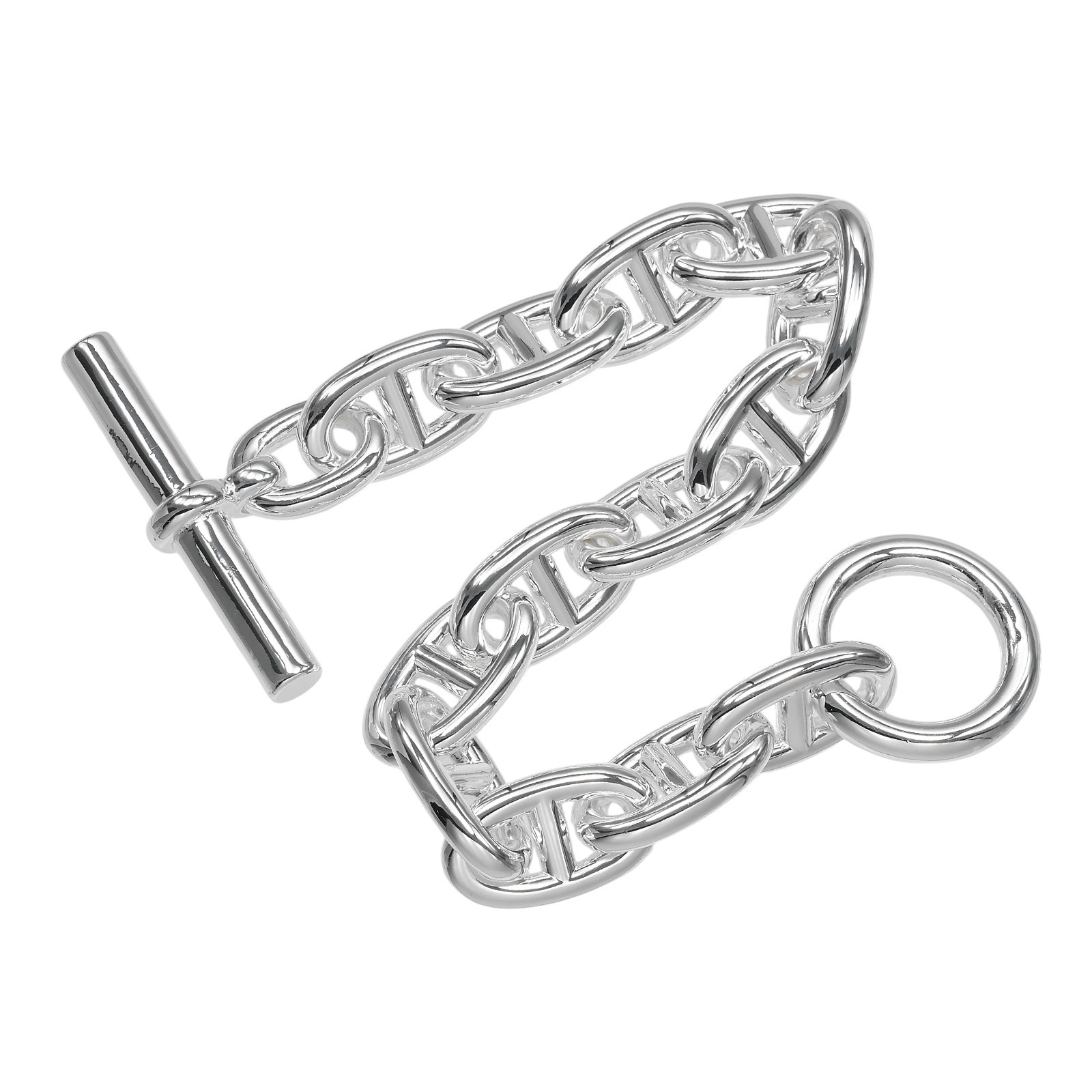 Hermes Chaine d'Ancre TGM 13コマ HERMES Chaine d'Ancre TGM 13 links Bracelet Silver925 120.7g Women