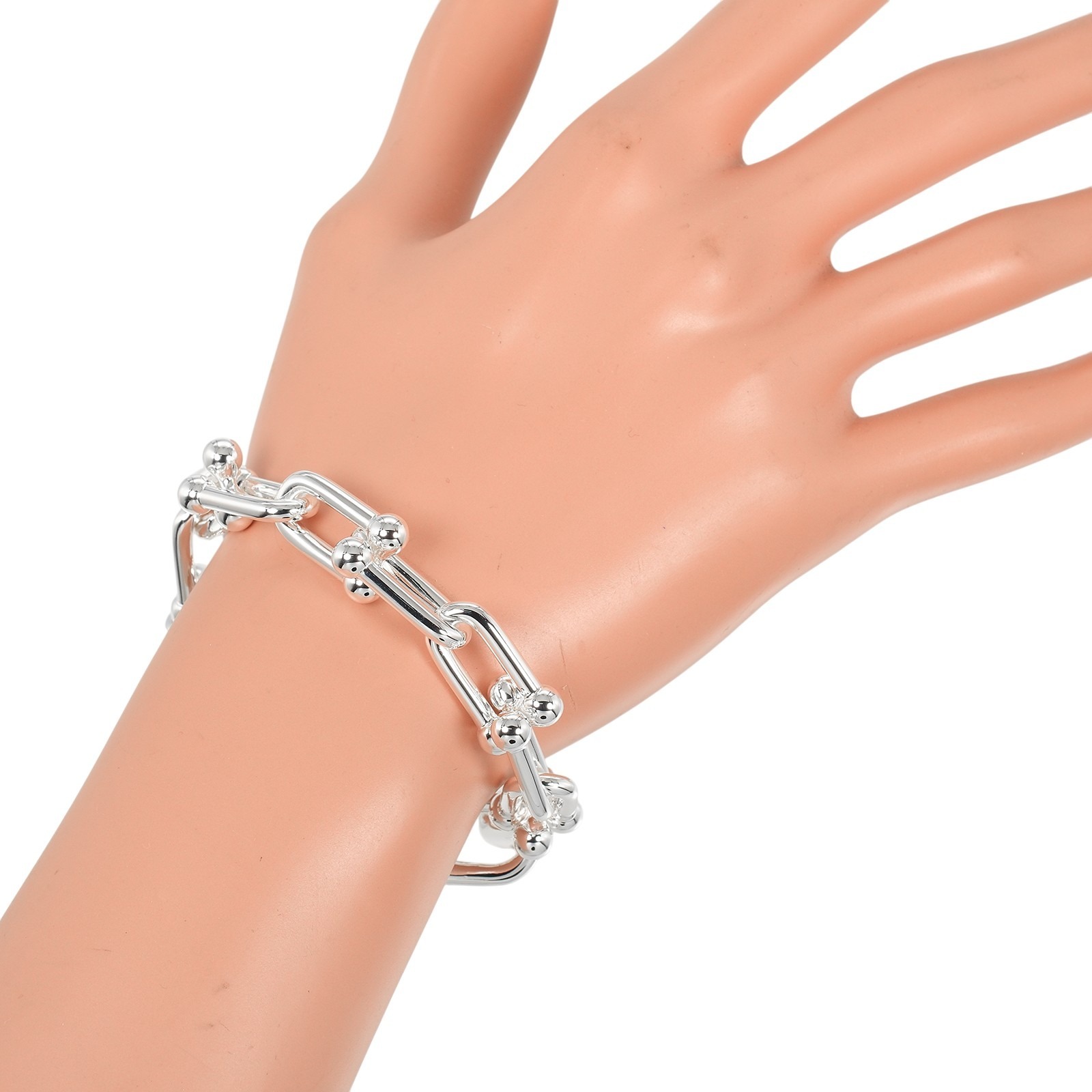 TIFFANY&Co. hardware large link Bracelet Wrist Size6.6