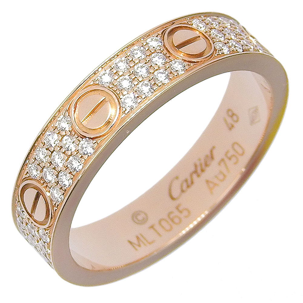 CARTIER Mini Love Ring Ring B4085848 Full pave K18 Pink Gold