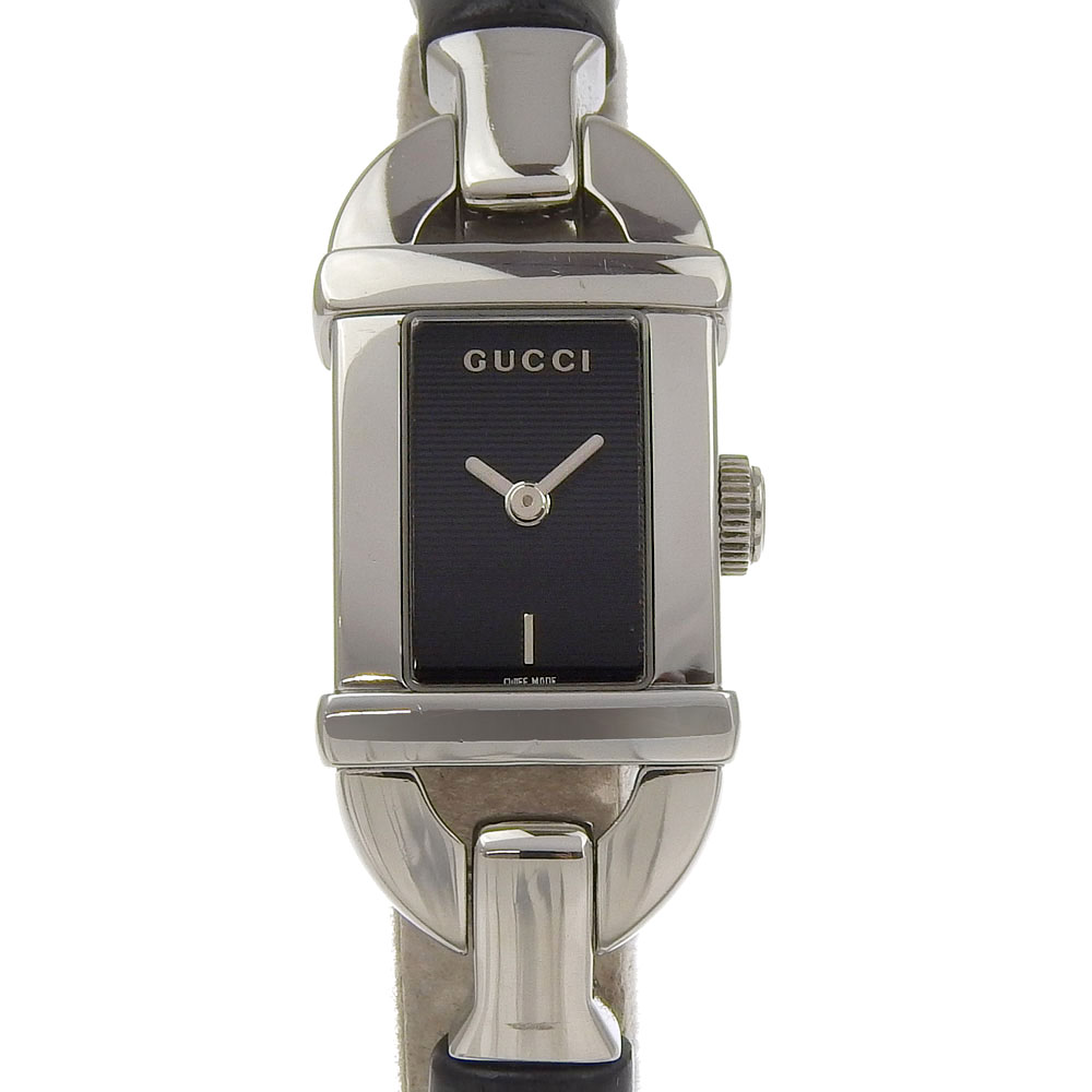 GUCCI Bangle Watches 6800L blackDial Stainless Steel/Bamboo  display picture 3