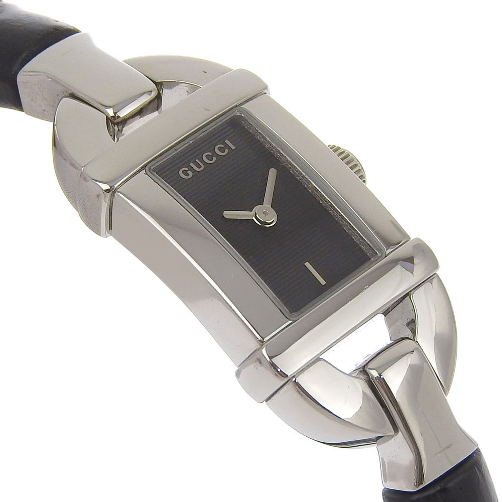GUCCI Bangle Watches 6800L blackDial Stainless Steel/Bamboo  display picture 1