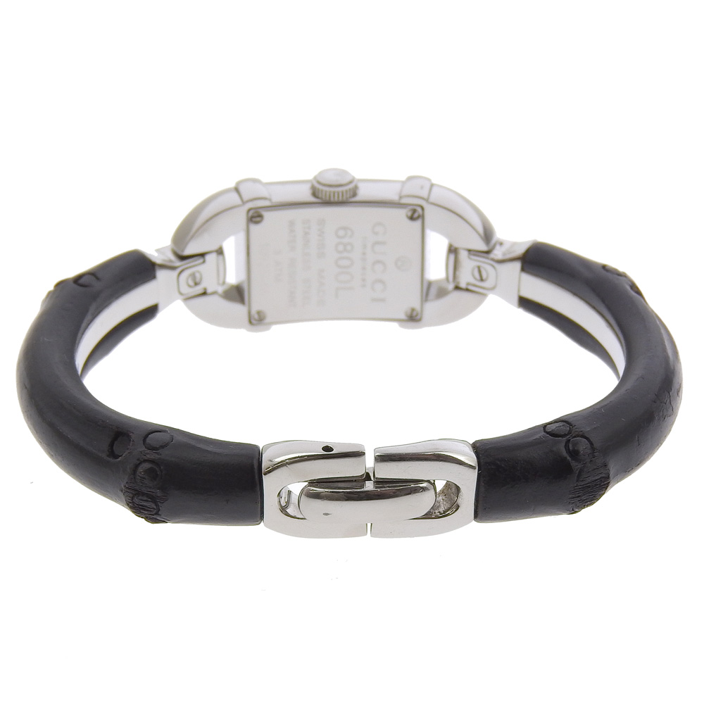 GUCCI Bangle Watches 6800L blackDial Stainless Steel/Bamboo 