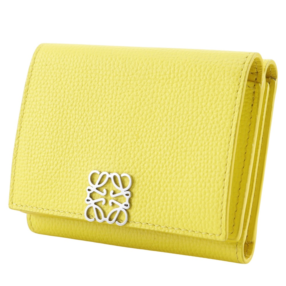 小物 LOEWE anagram trifold wallet Anagram trifold wallet in pebble grain calfskin Beige - LOEWE