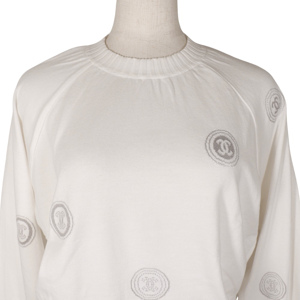 CHANEL COCO Mark sweater P17664V00938 01P White cotton Women