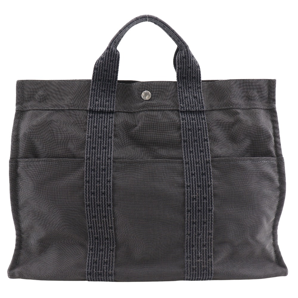 HERMES HerlineMM Tote Bag gray Nylon canvas unisex