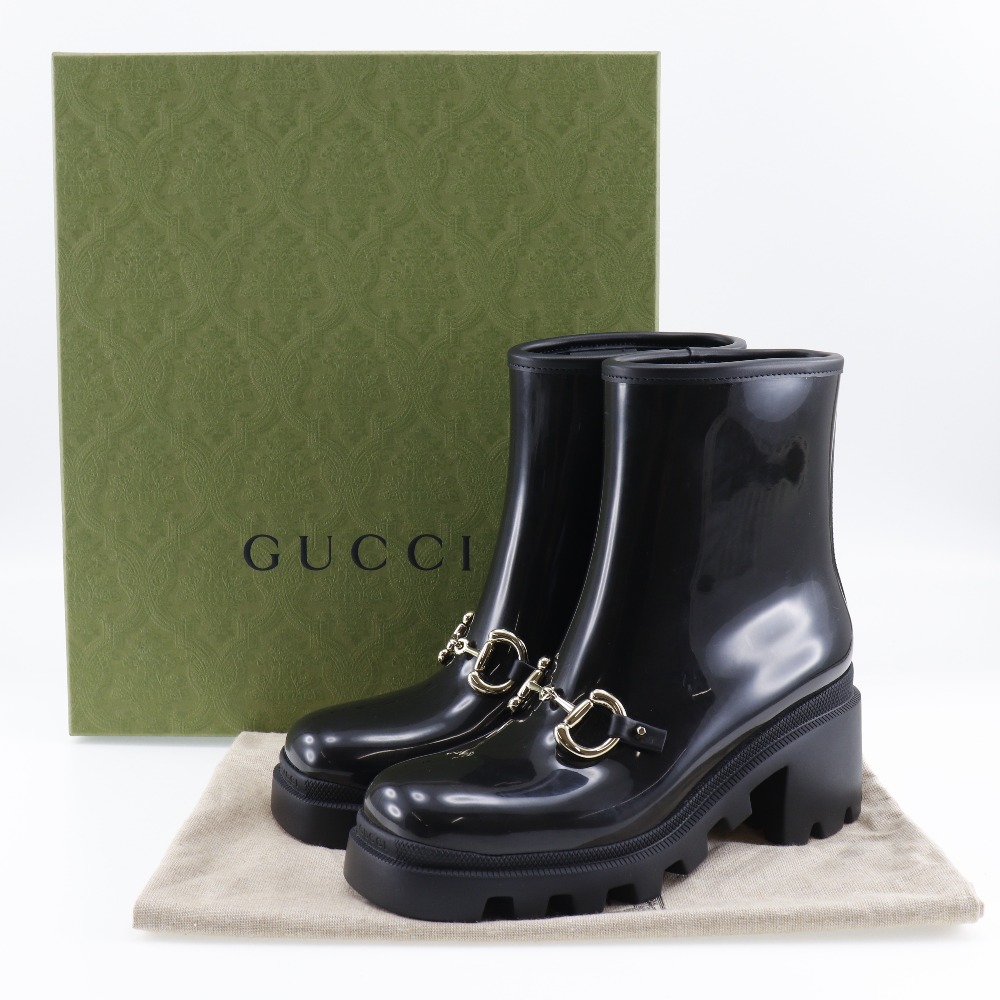 GUCCI】グッチ ホースビット アンクル 670407 JCCP0 1000 ラバー 黒