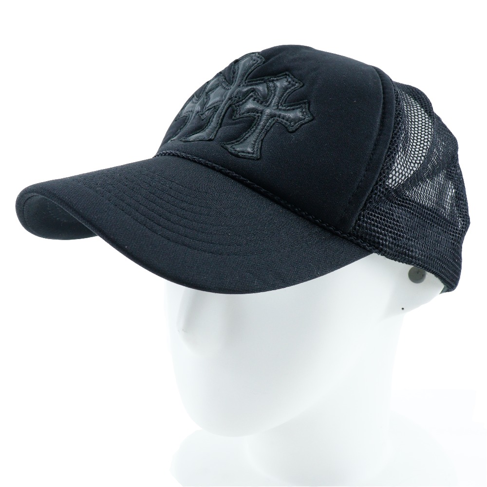 最も  CHROME polyester/leather black cap Cross Cemetery 3 HEARTS 帽子