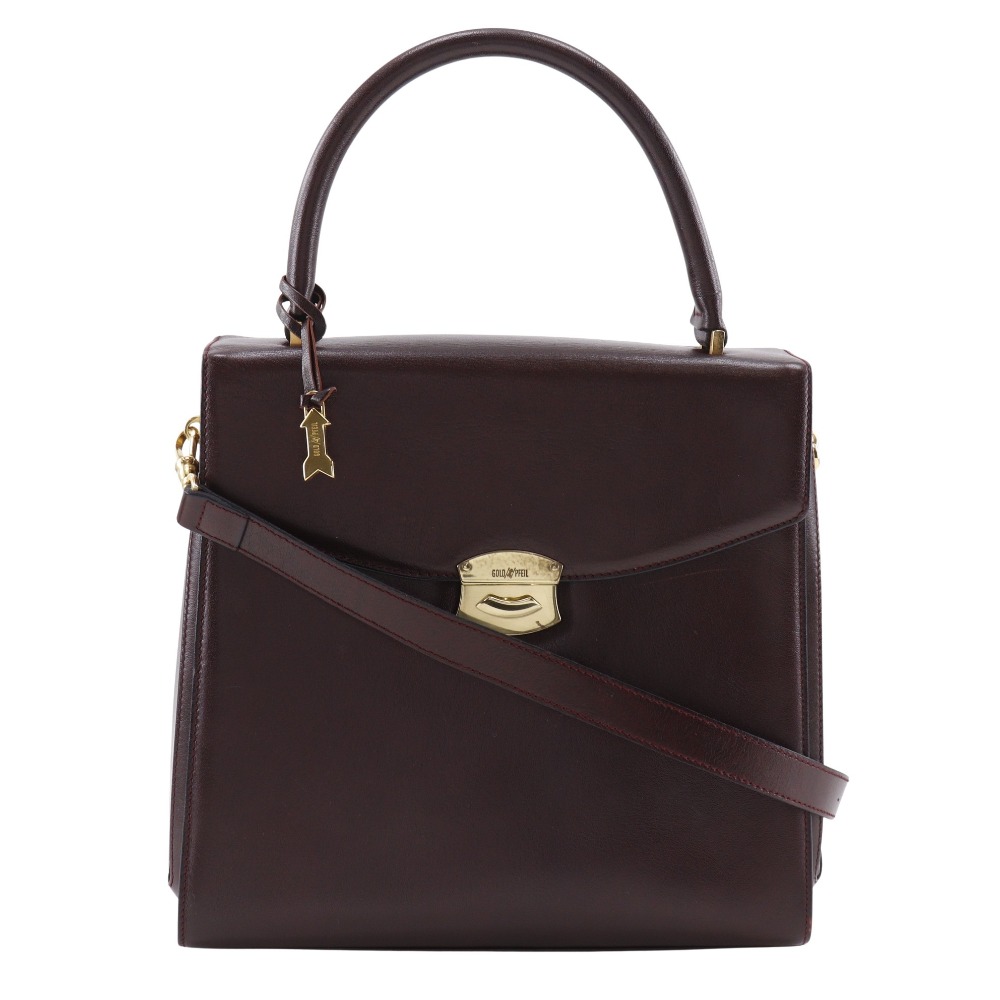 GOLD PFEIL レザー ハンドバッグ ボルドー GOLD PFEIL 2WAYShoulder Handbag One handle Bordeaux Calfskin Women