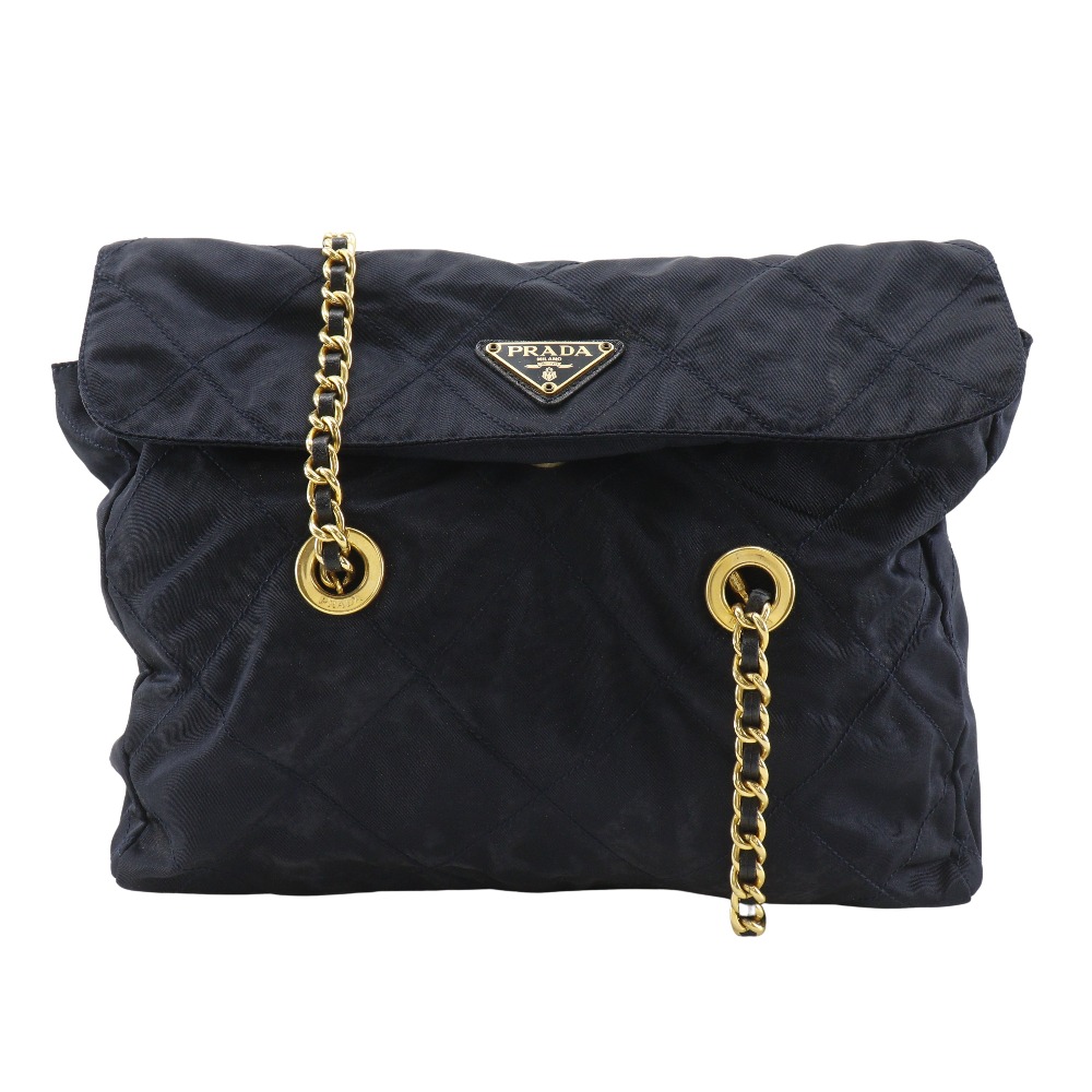 PRADA ChainShoulder Shoulder Bag quilting Navy blue Nylon Women | eBay