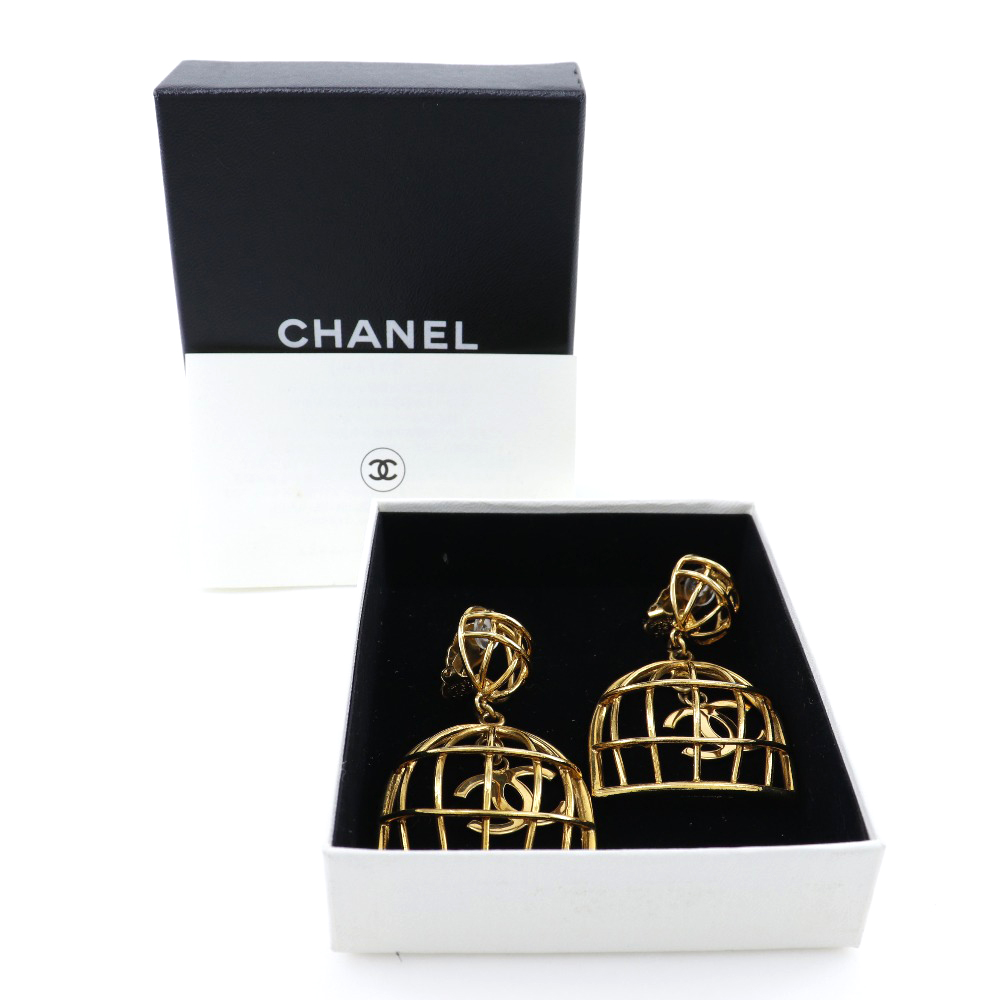 CHANEL】シャネル 鳥籠 金メッキ 93P レディース イヤリング【中古 