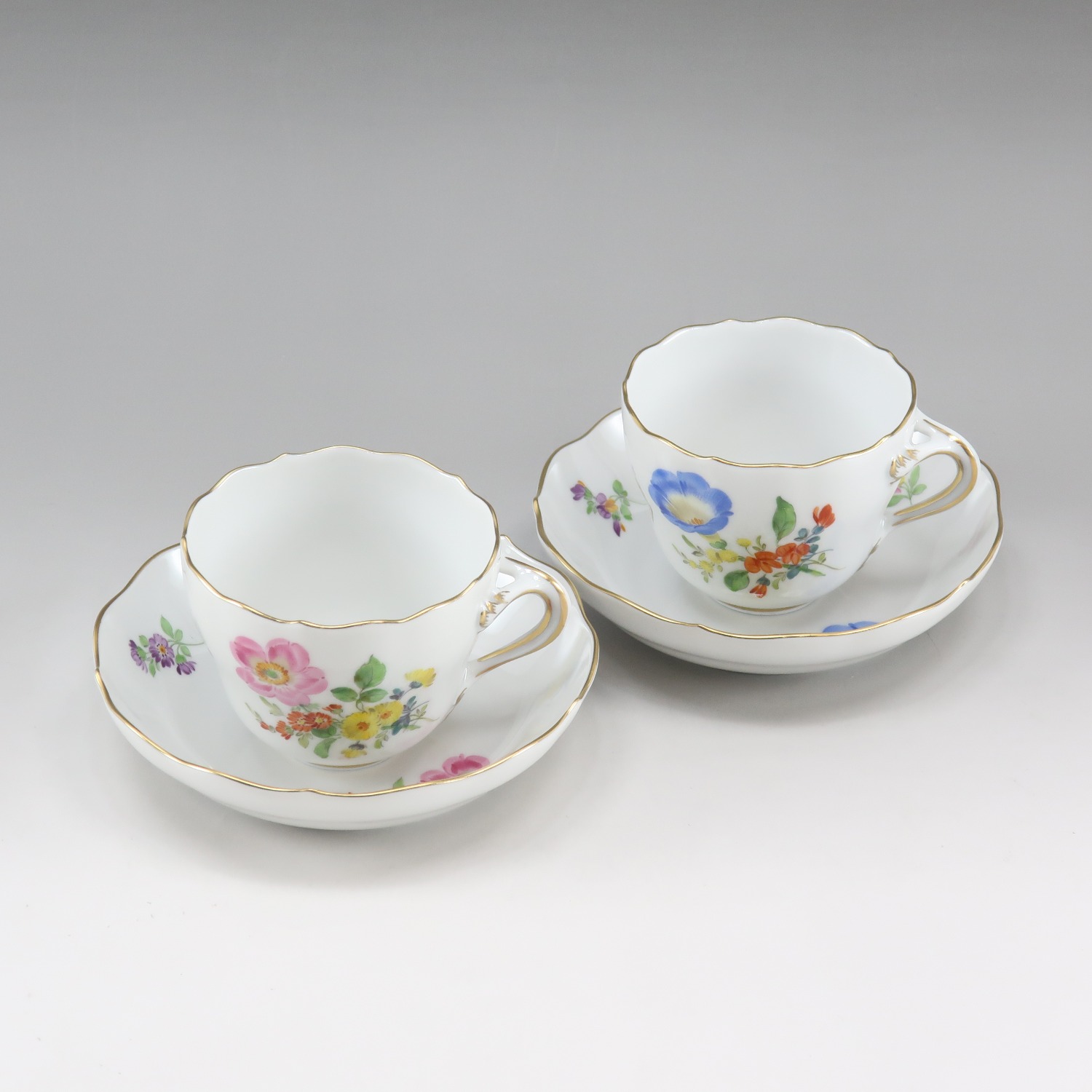 Meissen】マイセン 三つ花 ピンク＆ブルー 060110/00580 _ 食器【中古