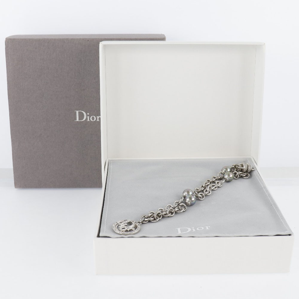 Dior ネックレス Silver Dior ロゴ ストーン パールホワイト