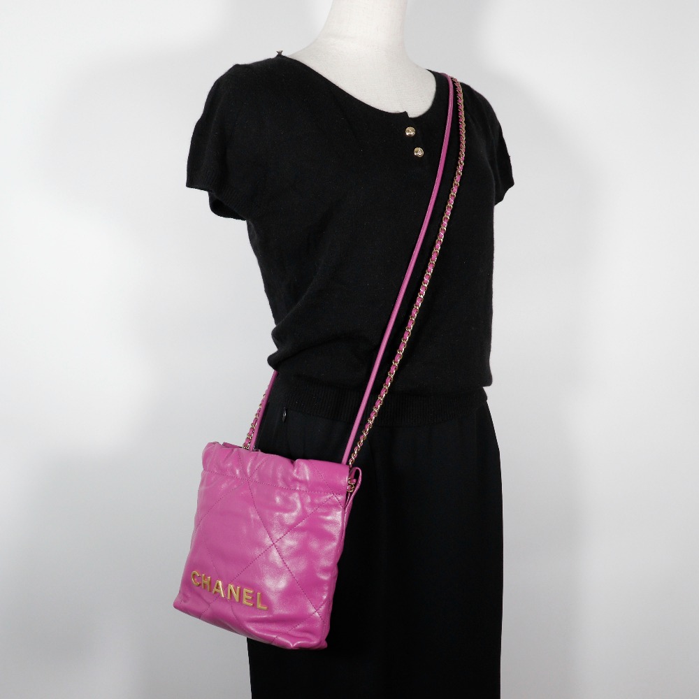 CHANEL 22 Mini Bag Shoulder Bag AS3980 2WAY handbag purple