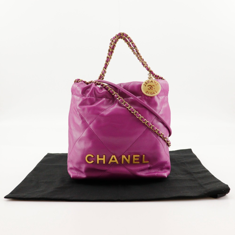 CHANEL 22 Mini Bag Shoulder Bag AS3980 2WAY handbag purple