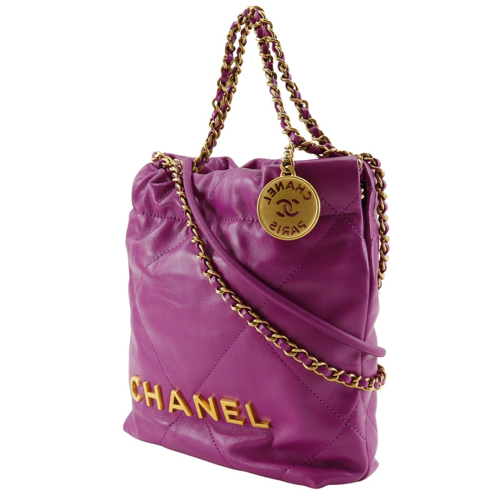 CHANEL 22 Mini Bag Shoulder Bag AS3980 2WAY handbag purple
