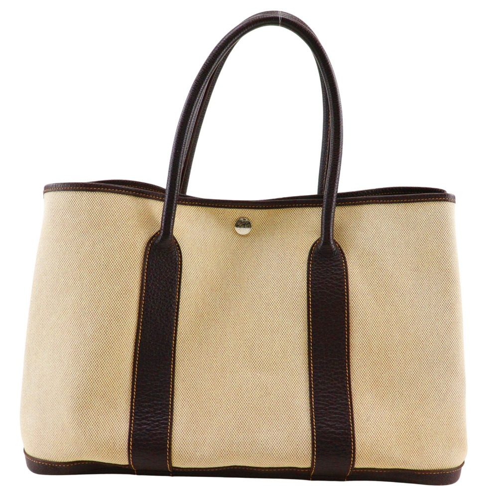 HERMES Garden party PM Tote Bag Marron Beige / Brown Tower ash Women