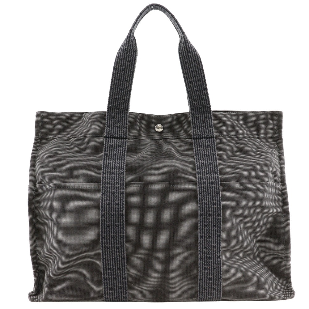 HERMES Herline Tote GM Tote Bag gray Nylon canvas unisex