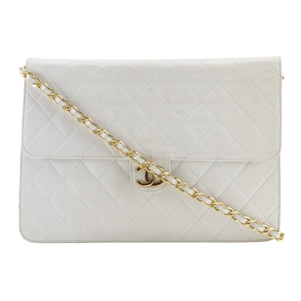 CHANEL ChainShoulder Shoulder Bag Matelasse vintage White lambskin Women