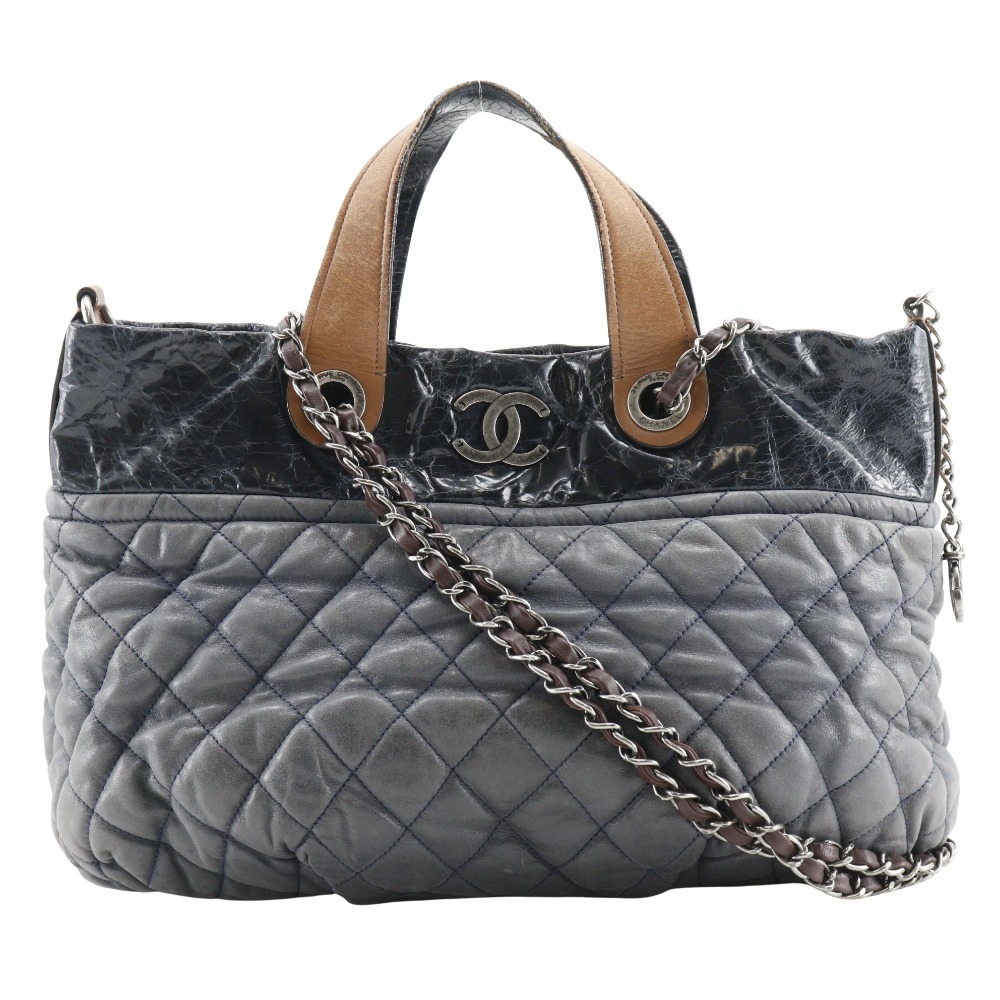 CHANEL In the mix Shoulder Bag A49683 2WAY handbag gray Calfskin Women