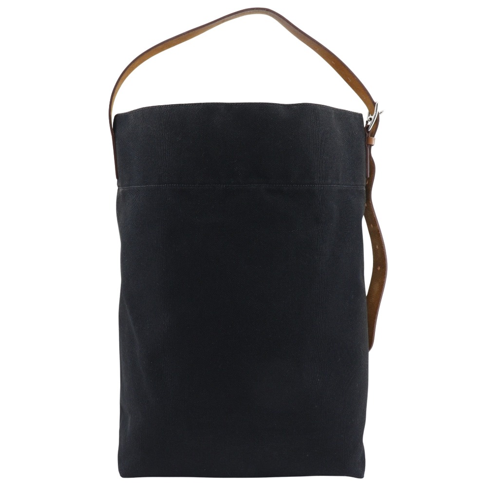 HERMES Etriviere Shoulder Bag black canvas unisex