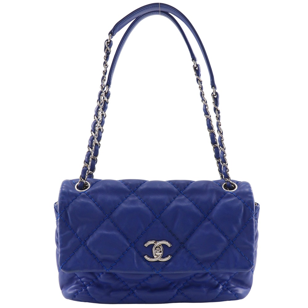 CHANEL Wild stitch Shoulder Bag ChainShoulder Blue lambskin Women