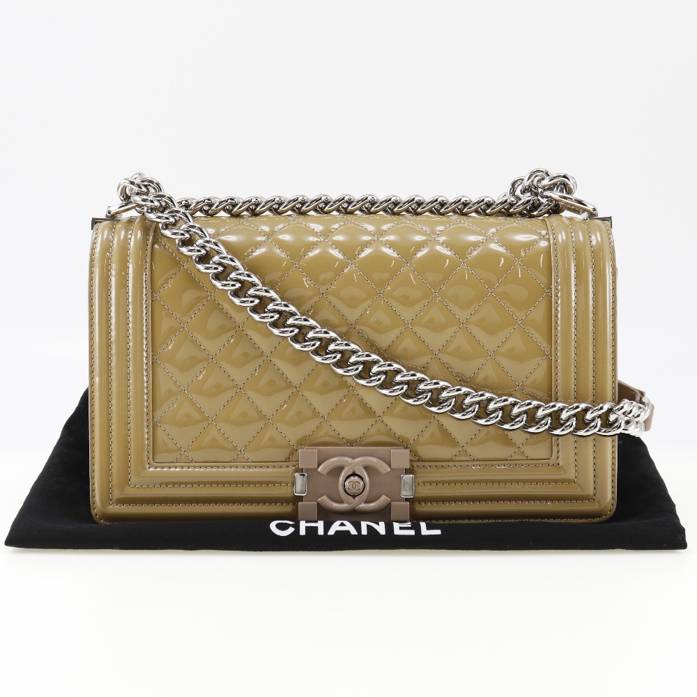 CHANEL】シャネル チェーンショルダー ボーイシャネル パテントレザー ...