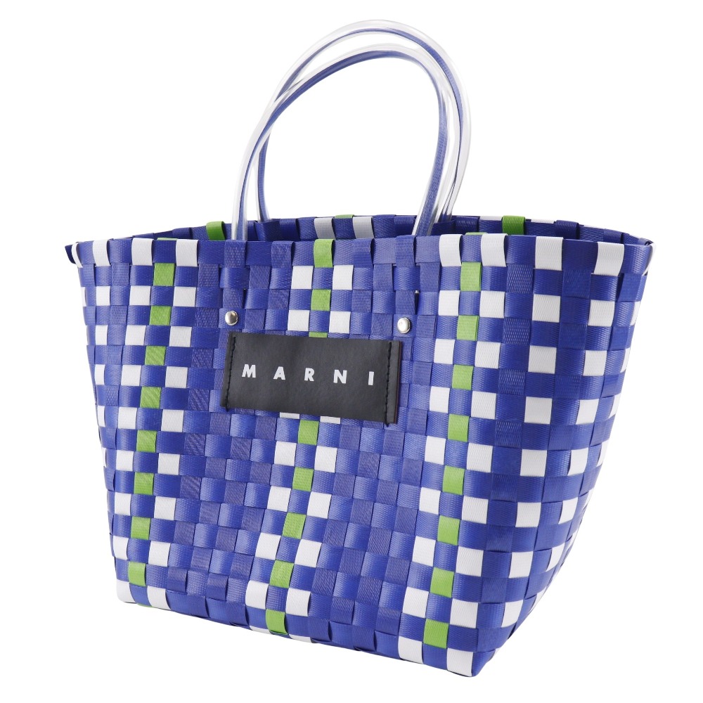MARNI Flower cafe picnic bag Handbag basket Blue polypropylene