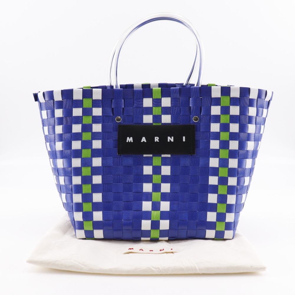 MARNI Flower cafe picnic bag Handbag basket Blue polypropylene