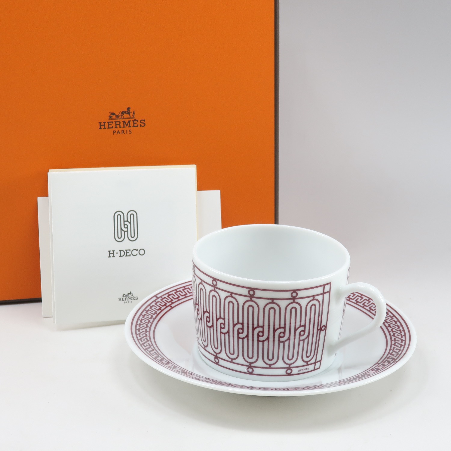 【HERMES】エルメス Hデコ アッシュデコ ルージュ カップ＆ソーサー _ 食器【中古】