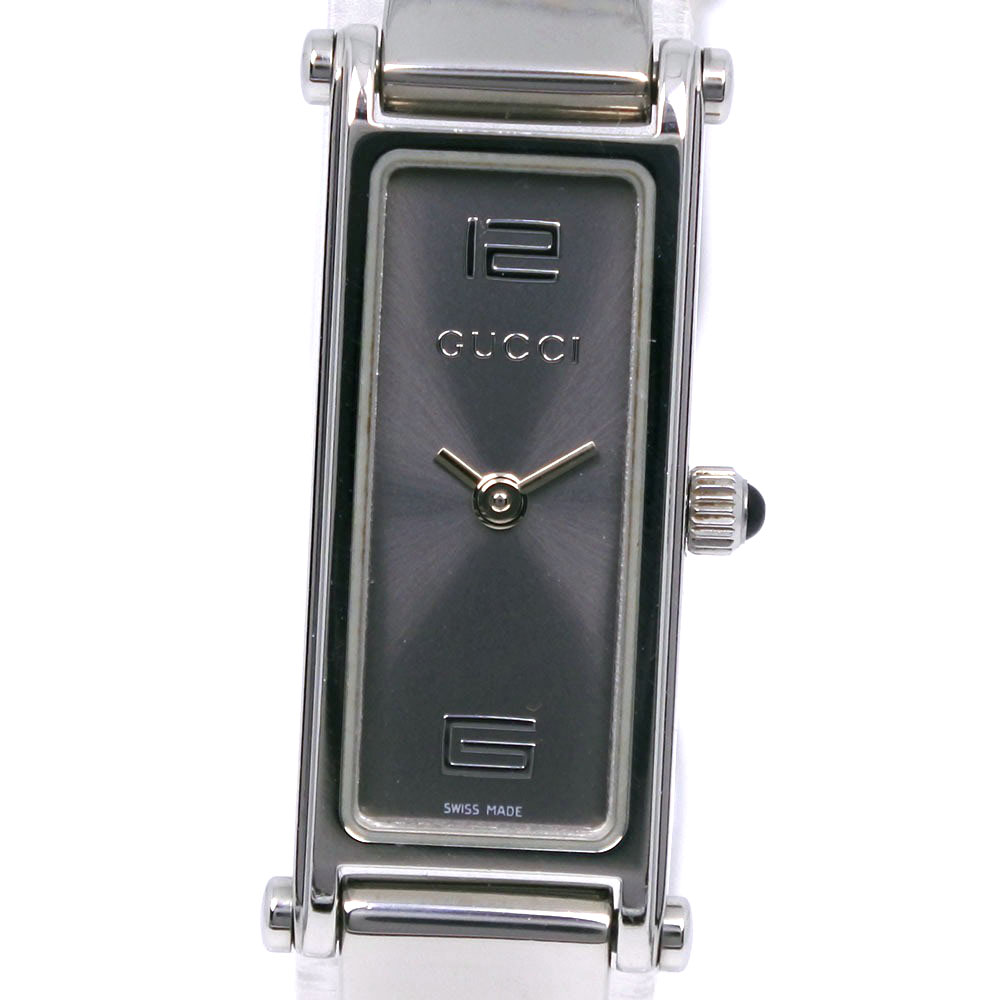 9】Gucci グッチ 1500L スイス製 シルバー文字盤 スクエア 純正