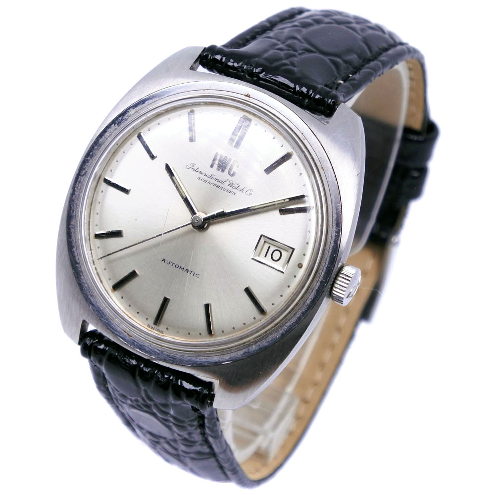 【IWC】インターナショナルウォッチカンパニー cal.8531 ステンレススチール×レザー 黒 自動巻き メンズ シルバー文字盤 腕時計
