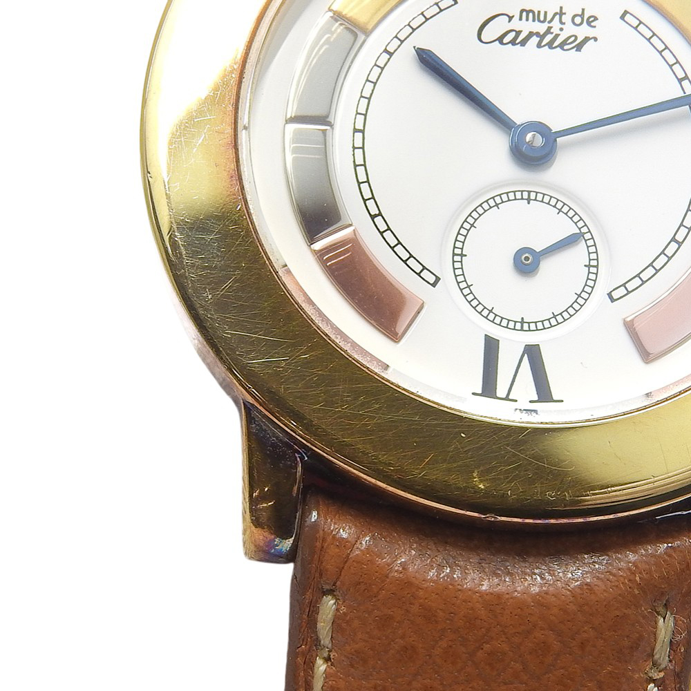 CARTIER Must Rondo Watches W1009244 gold WhiteDial Silver925/leather Quart... CARTIER W1009244 Must Rondo Watches gold WhiteDial Silver925  main image 3