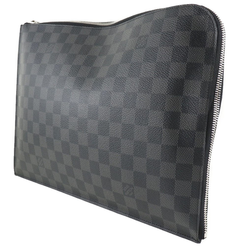 【LOUIS VUITTON】ルイ・ヴィトン ポシェットジュールGM セカンドバッグ N41501 ダミエグラフィットキャンバス 黒 TJ0186  メンズ クラッチバッグ【中古】