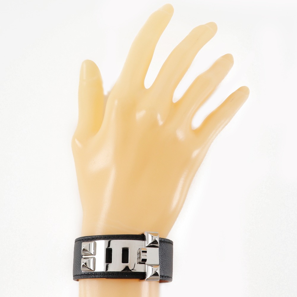HERMES Collier de Chien 24 Bracelet Black / SilverHardware