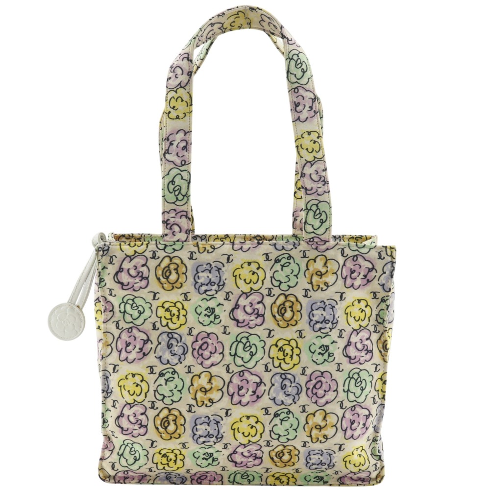 CHANEL Camellia print Tote Bag Mini handbag Ivory Nylon flour 