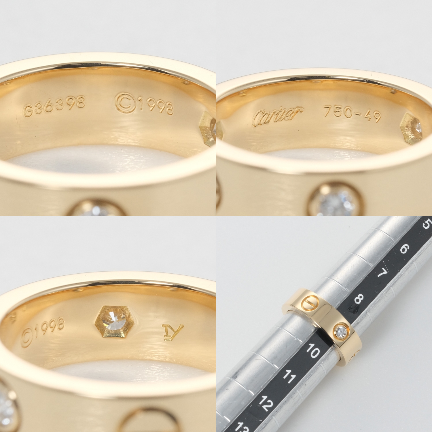 CARTIER】カルティエ ラブリング 3P ハーフダイヤ K18イエローゴールド 
