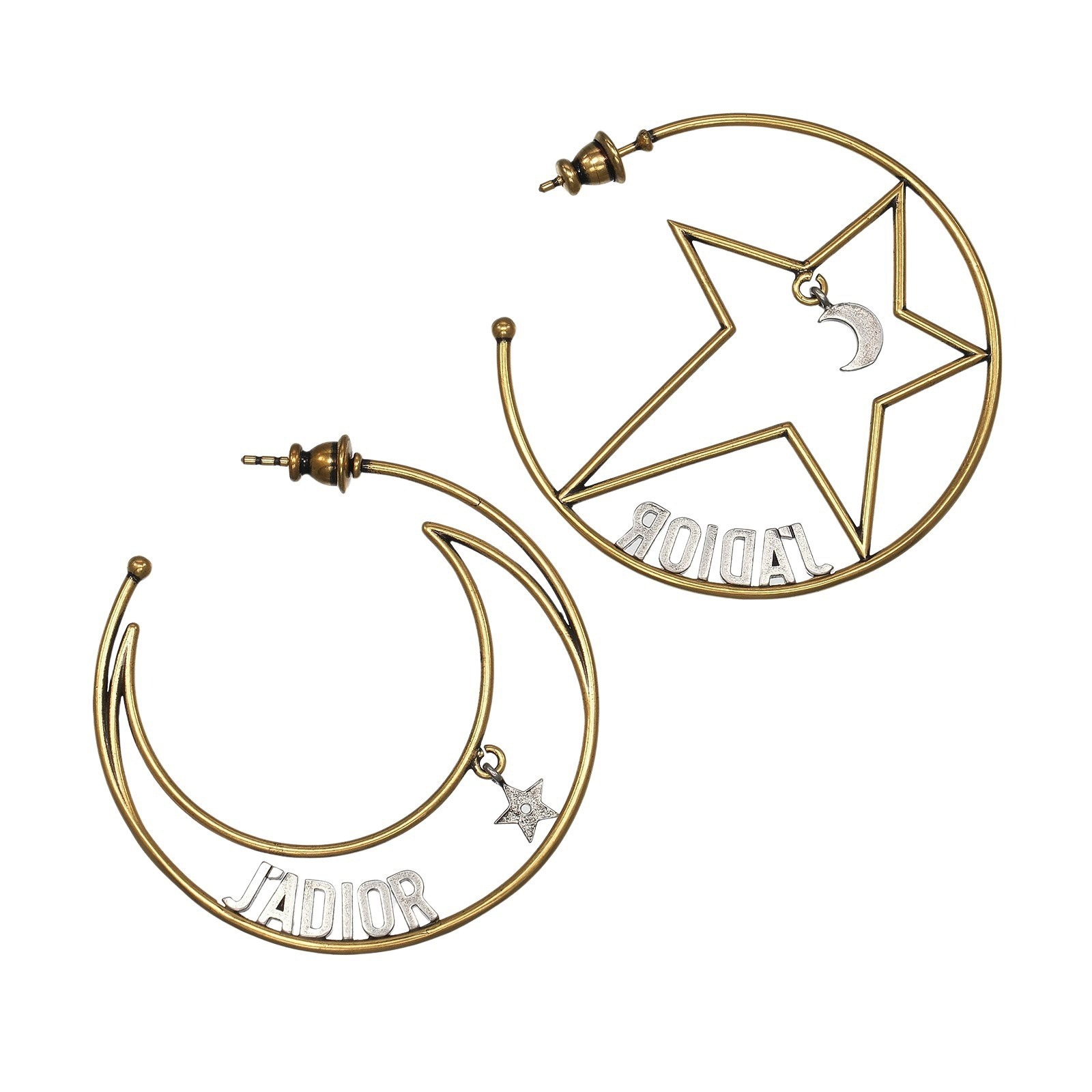GA243 Dior J'ADIORロゴとスタービー　アシンメトリーピアス Dior Moon & Star J'ADIOR Hoops Piercing Plated Gold 7.5g Women | eBay