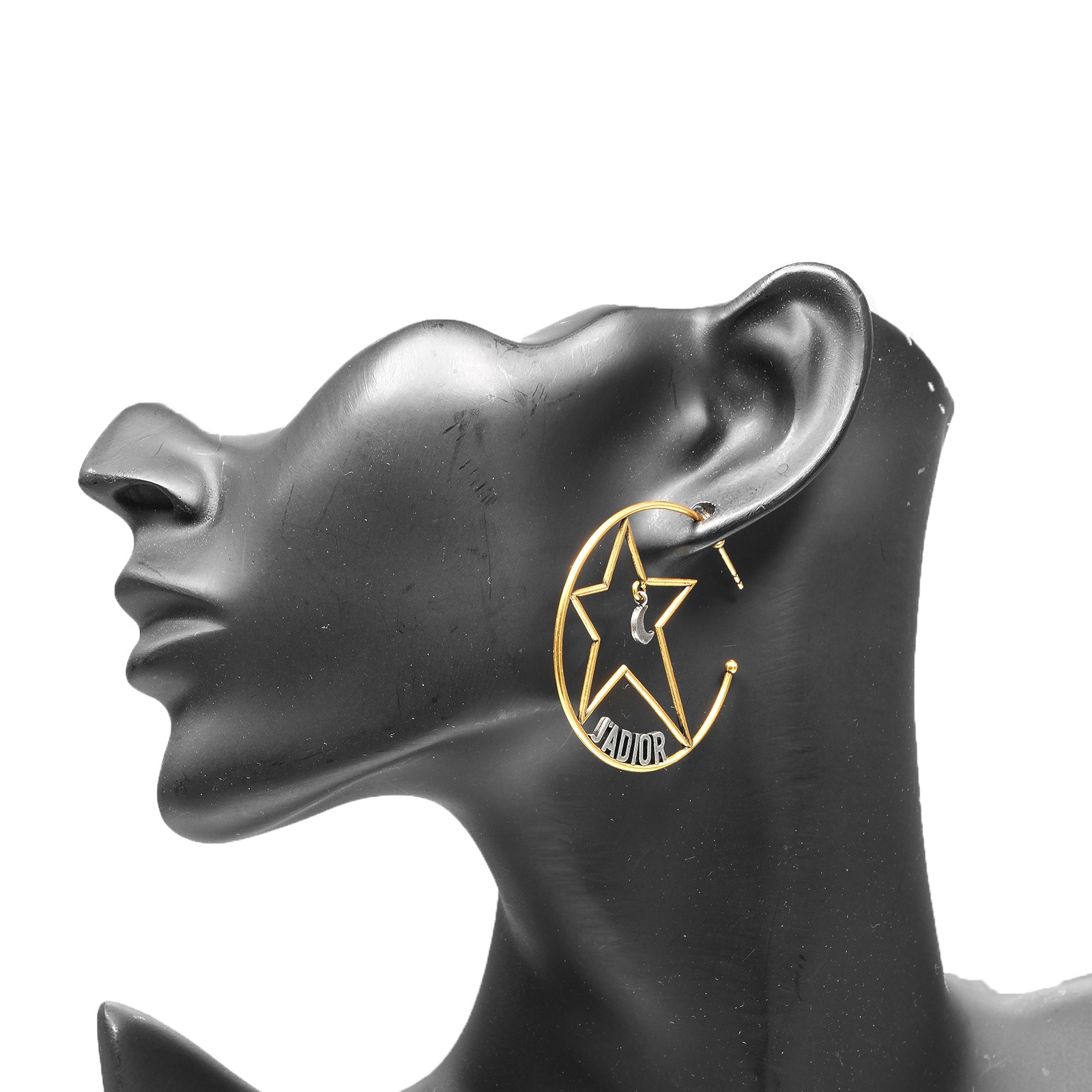 Dior Moon & Star J'ADIOR Hoops Piercing Plated Gold 7.5g Women | eBay