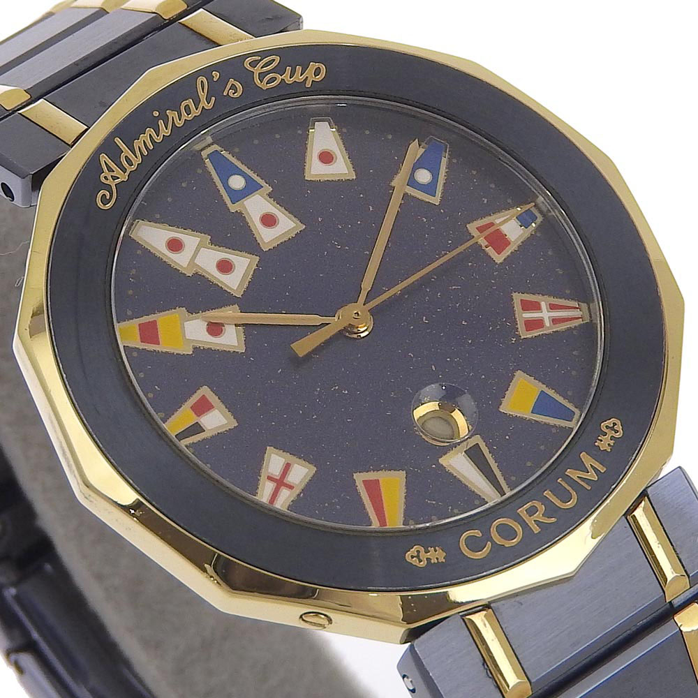 【CORUM】コルム アドミラルズカップ 99.810.31V52B ガンブルー×YG ネイビー クオーツ アナログ表示 メンズ ネイビー文字盤 腕時計