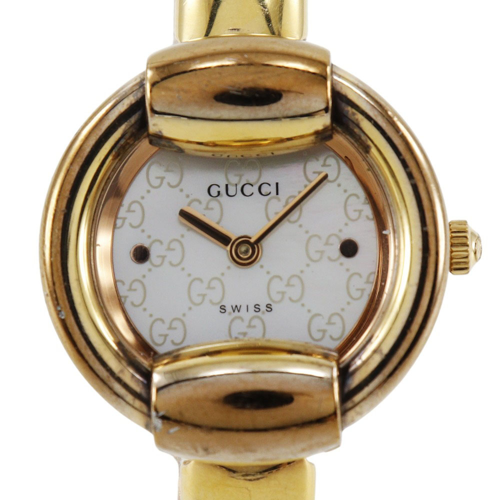 Gucci Stainless Steel Gold Plated Quartz Analog Display White Dial Watch Gucci 1800L Women main image 2