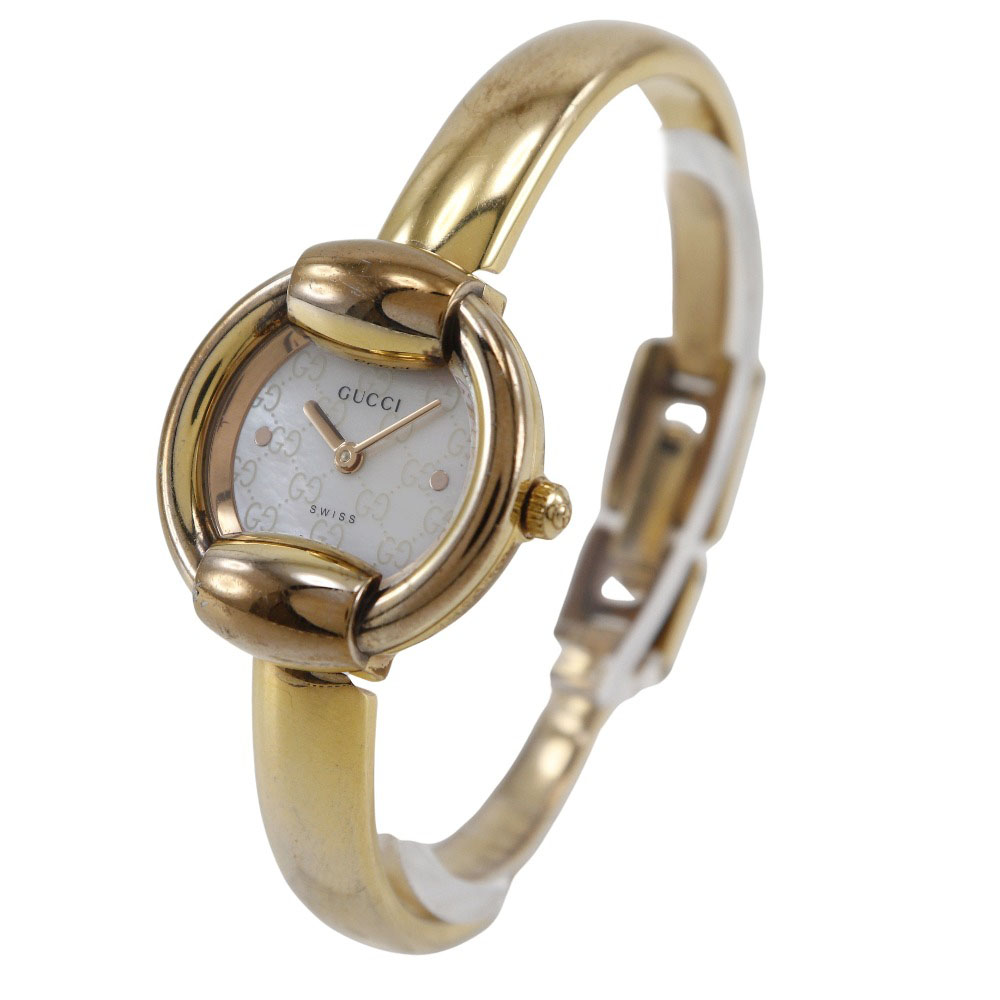 Gucci Stainless Steel Gold Plated Quartz Analog Display White Dial Watch Gucci 1800L Women main image 4