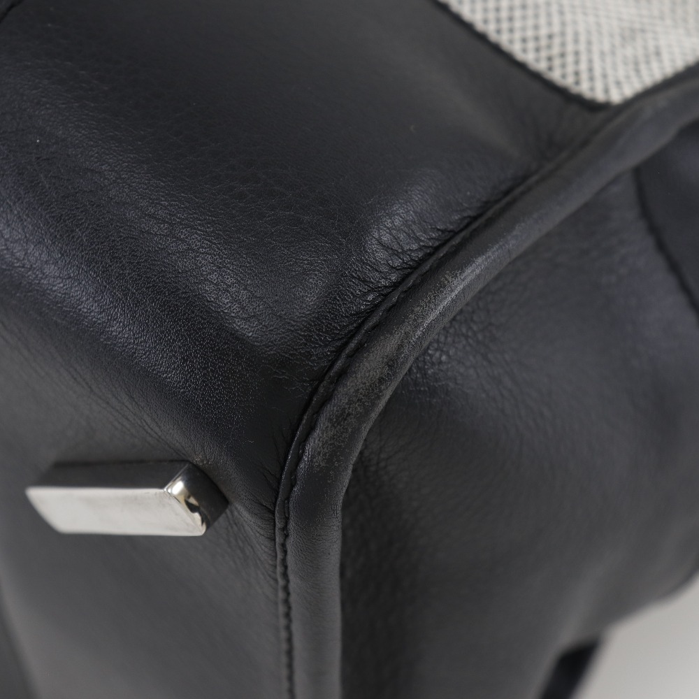 LOEWE】ロエベ アマソナ44 ボストンバッグ カーフ×キャンバス 黒 ユニ 