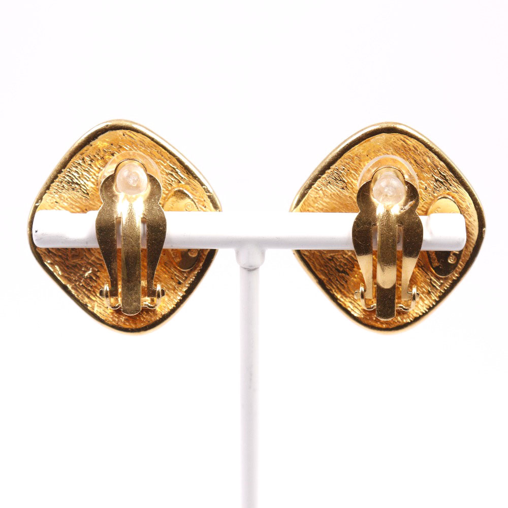 CHANEL COCO Mark Earring vintage Plated Gold Square 19.7g Women | eBay