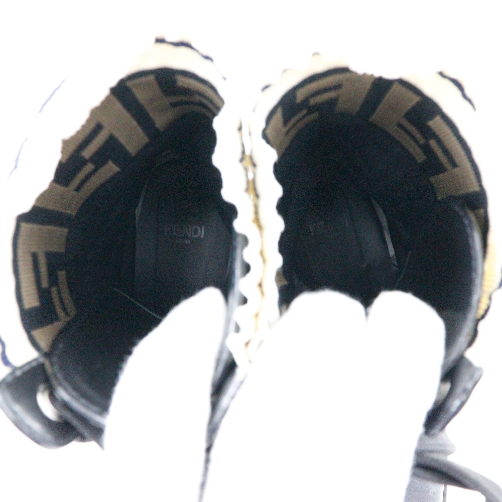 【FENDI】フェンディ ロココ コンバットブーツ ストレッチファブリック  カーフ×ポリアミド 黒/白/茶 レディース ブーツ