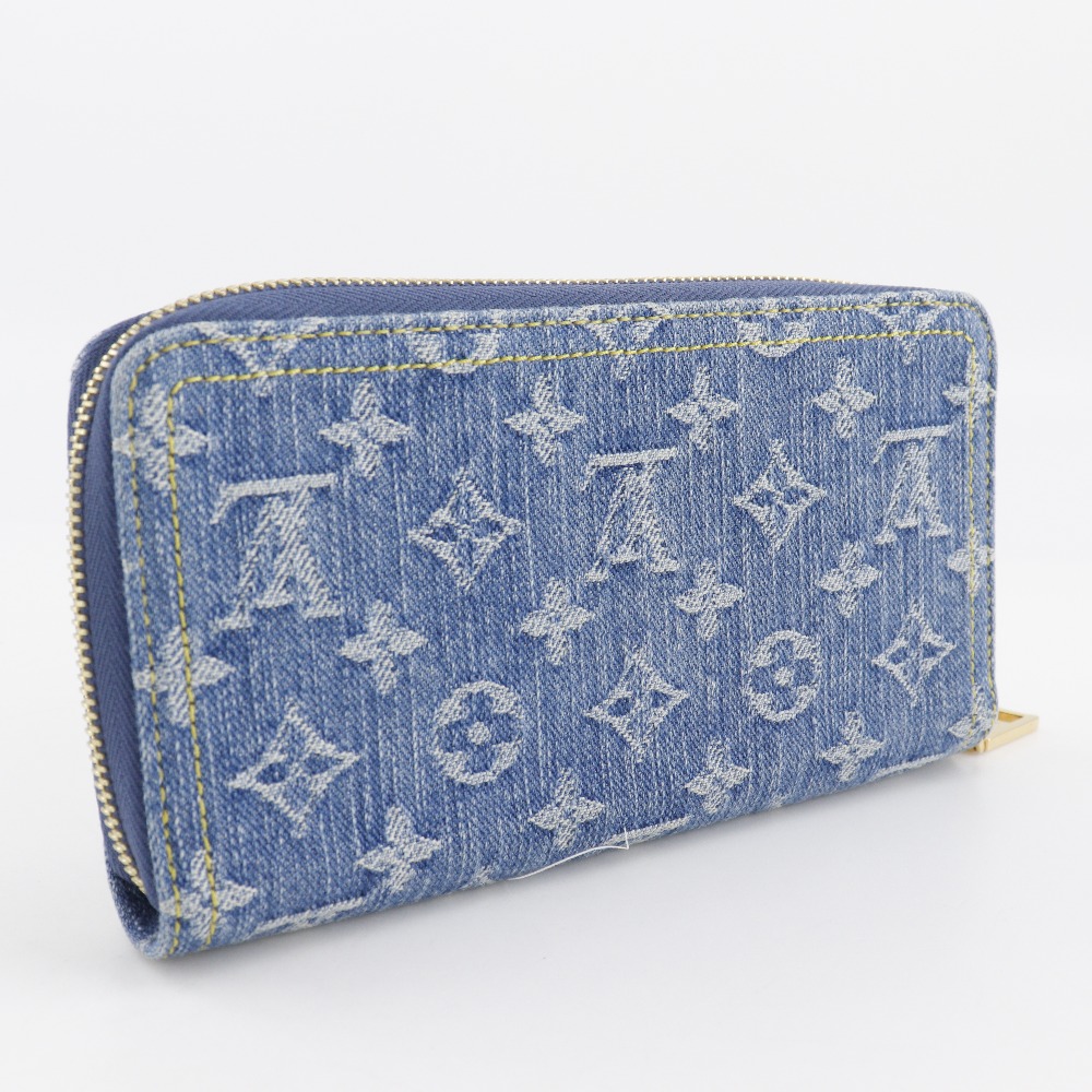 LV ルイ・ヴィトン LOUIS VUITTON Zippy wallet Purse M82958 Blue Monogram denim unisex