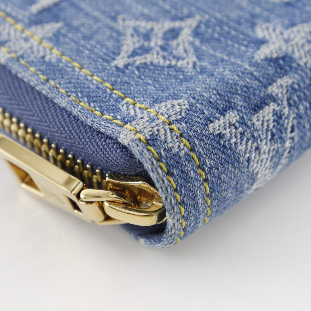 LOUIS VUITTON Zippy wallet Purse M82958 Blue Monogram denim unisex