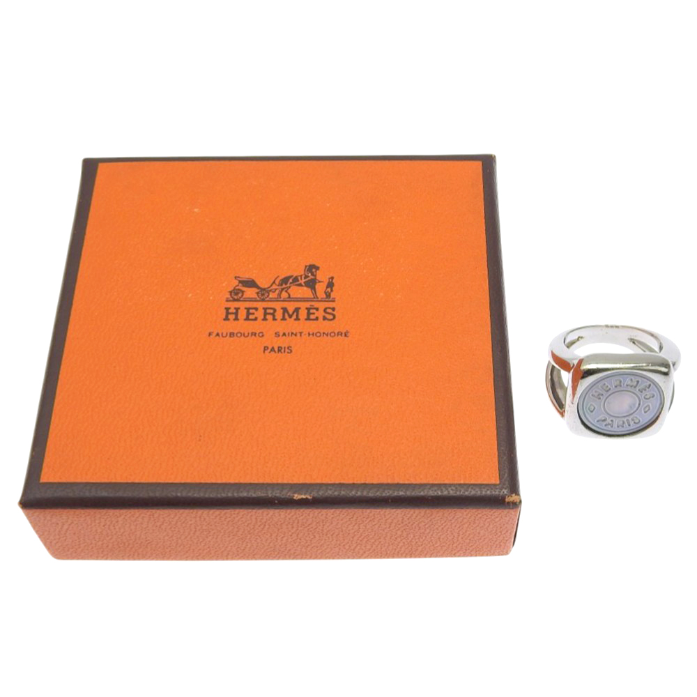 HERMES Corozo Series Ring BIJOUTERIE FANTAISIE Silver metallic