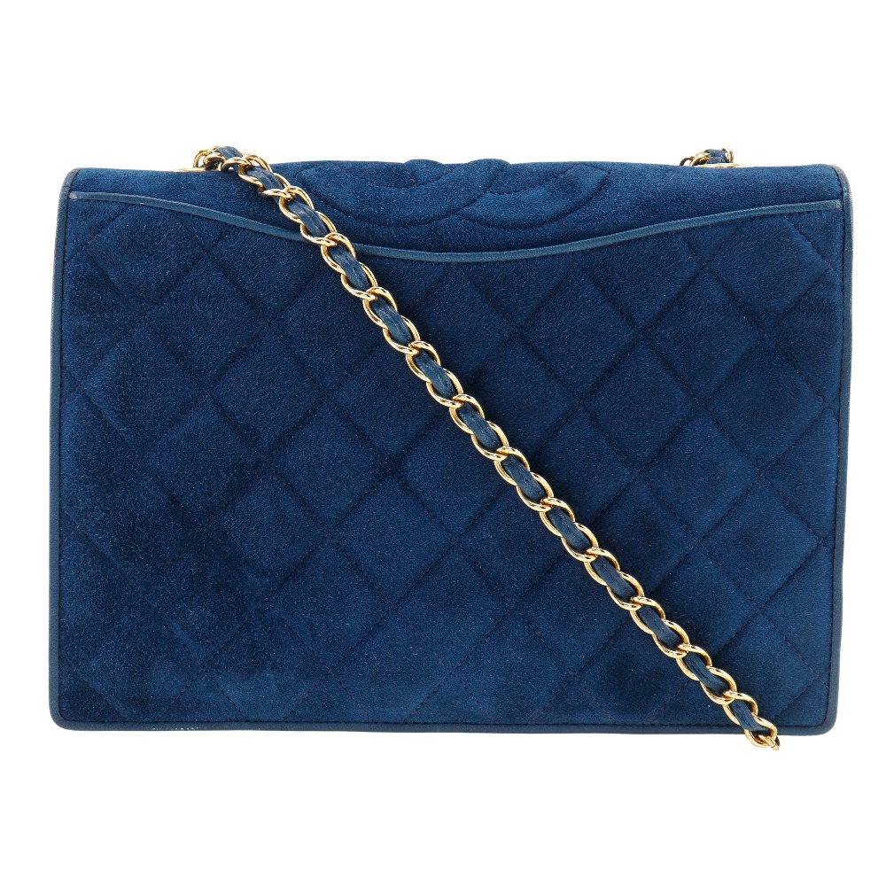 CHANEL ChainShoulder Shoulder Bag deep blue Suede Women