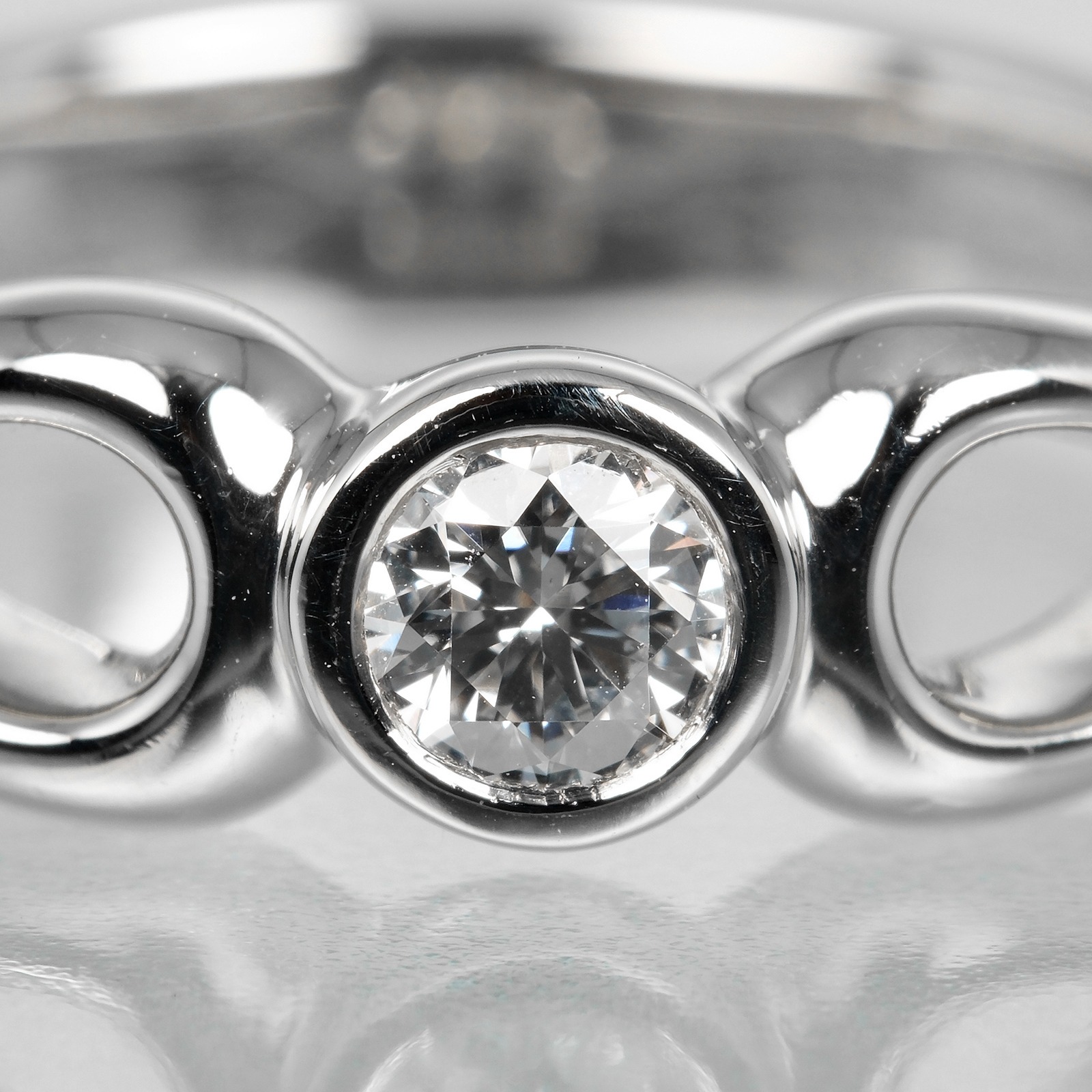 【VINTAGE TIFFANY】Double open teardropリング TIFFANY&Co. Double teardrop Ring Pt950Platinum/diamond #4.3